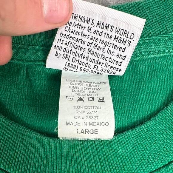 Vintage Green M&M’s Michelle Mars Big Print Graphic T-shirt Size Large - Picture 5 of 7